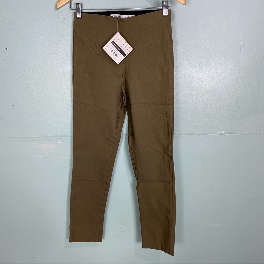 Gretchen Scott Gripeless Pant Olive Green Ankle‎ Stretch Pull On